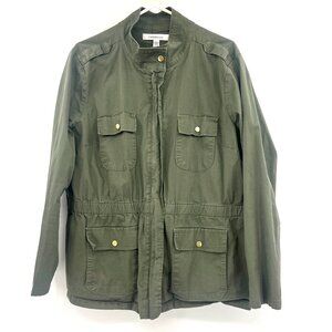 Croft & Barrow Olive Green Full Zip Utility Jacket Women's XXL Stretch